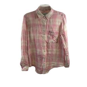 Rails Ellis Rose Sand Ivory Buttoned Down Shirt Size S